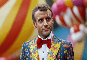 Emmanuel Macron clown - MultiPol 360 Rions un peu : la tarte à la crème de Macron pour expliquer le fiasco roumain