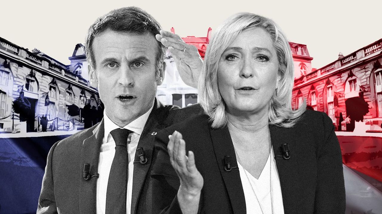 Two politicians in suits speaking on camera, with a red‑blue backdrop behind them, microphones on their jackets.